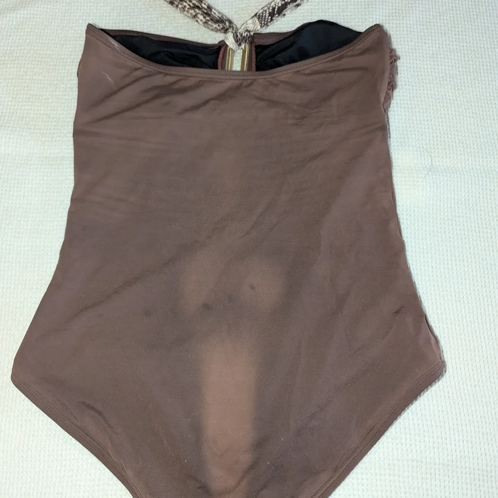 Michael Kors Brown and Black One-Piece Swimsuit with Sweetheart Neckline‎